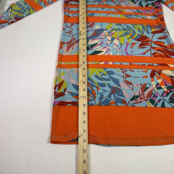 BCBGMaxAzria Colorful Striped Tropical 3/4 sleeve Shift Dress size XS Vacation - Picture 6 of 16